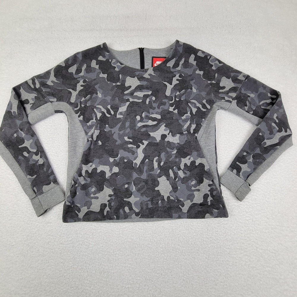 Nike Sweatshirt Womens Small‎ Camouflage Print Pullover Thumb Holes 683796-091